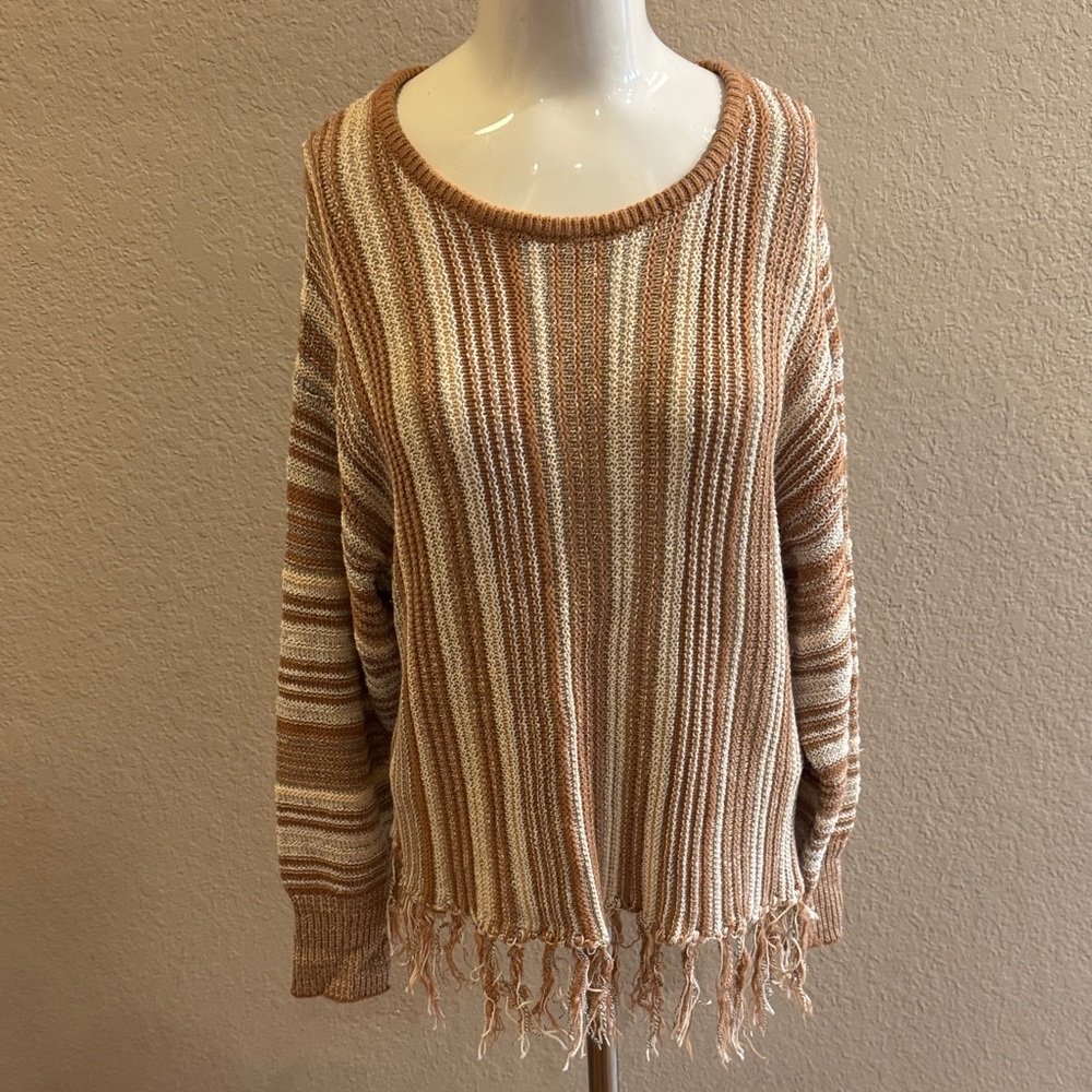 BKE Striped Fringe Hem Sweater‎ size small women’s
